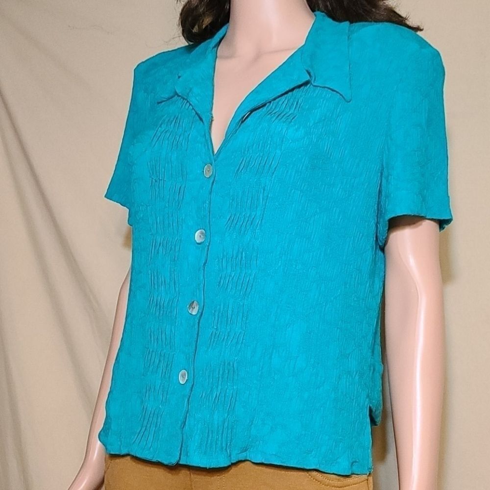 Vintage k studio collection turquoise blouse